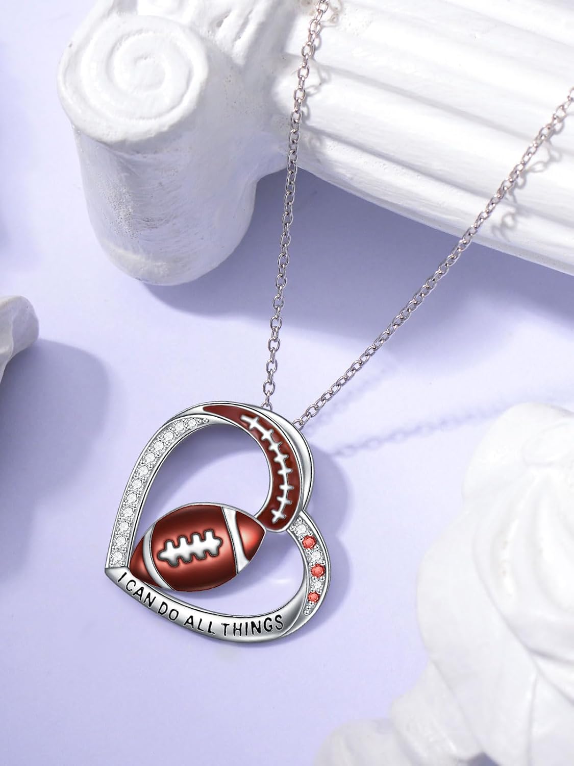 OCJ Sport Themed Necklaces for Women 925 Sterling Sliver Volleyball/Football/Basketball/Softball/Soccer/Baseball Necklace Sport Jewelry Gifts for Daughter Sports Fans