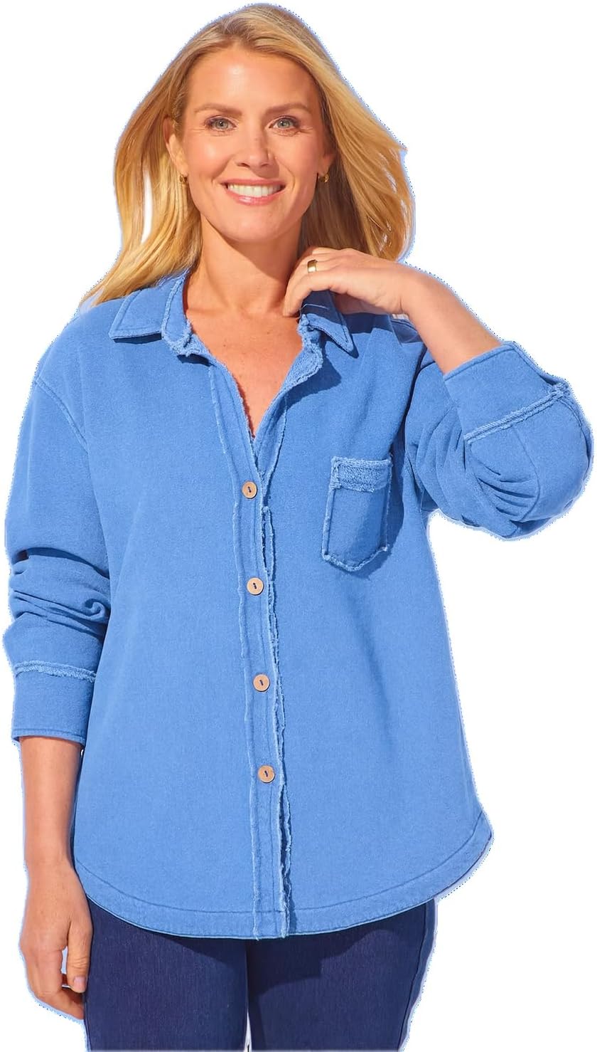 Escape by Habitat Women's Color Wash Terry Anywhere Shacket - 28095