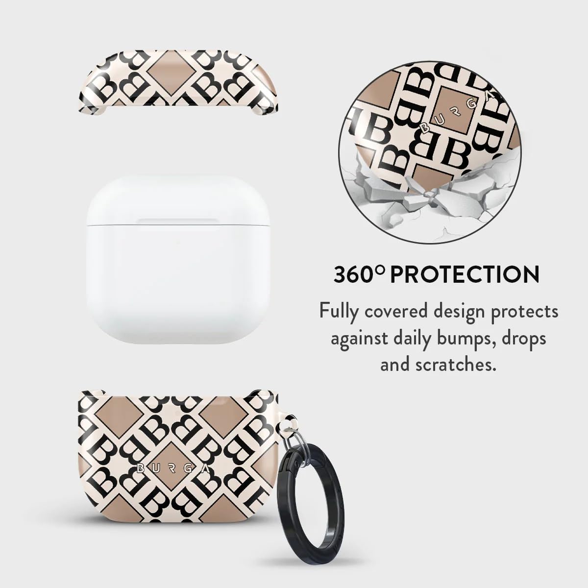 BURGA Apple AirPods 4 ile Uyumlu Kılıf, Monogram