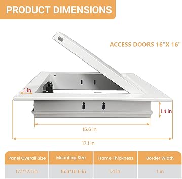 Access Panel for Drywall, 16 x 16 inch Wall Hole Cover Aluminum Alloy White