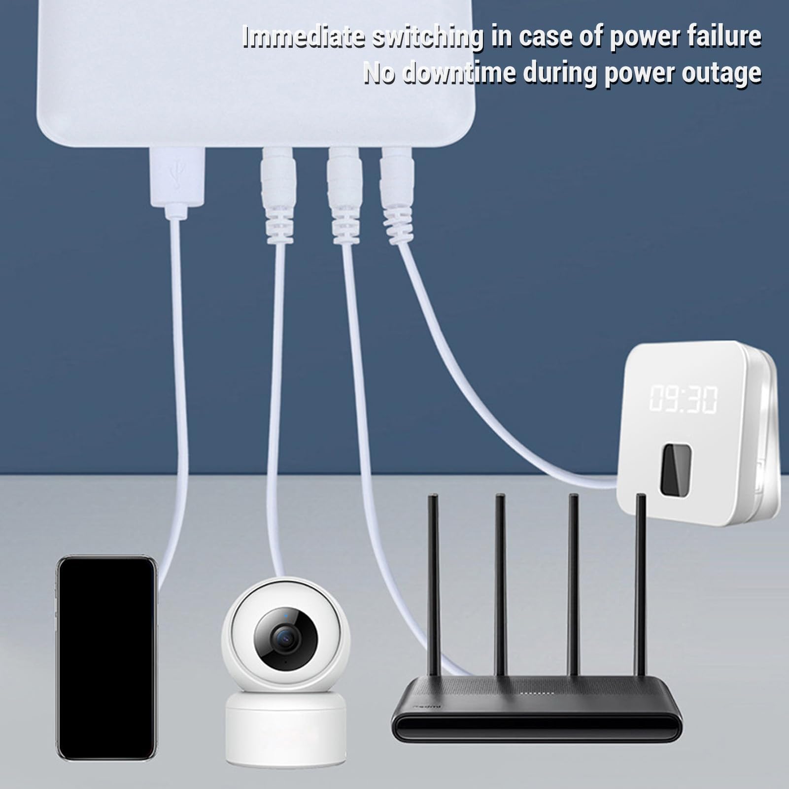 Mini UPS Onduleur 6000mAH de Grande Capacité USB 5V DC 5V 9V 12V Sortie Multiples Gardes Router UPS Alimentation de Secours Modem de Sécurité Caméra de Sécurité Alimentation (Prise UE)