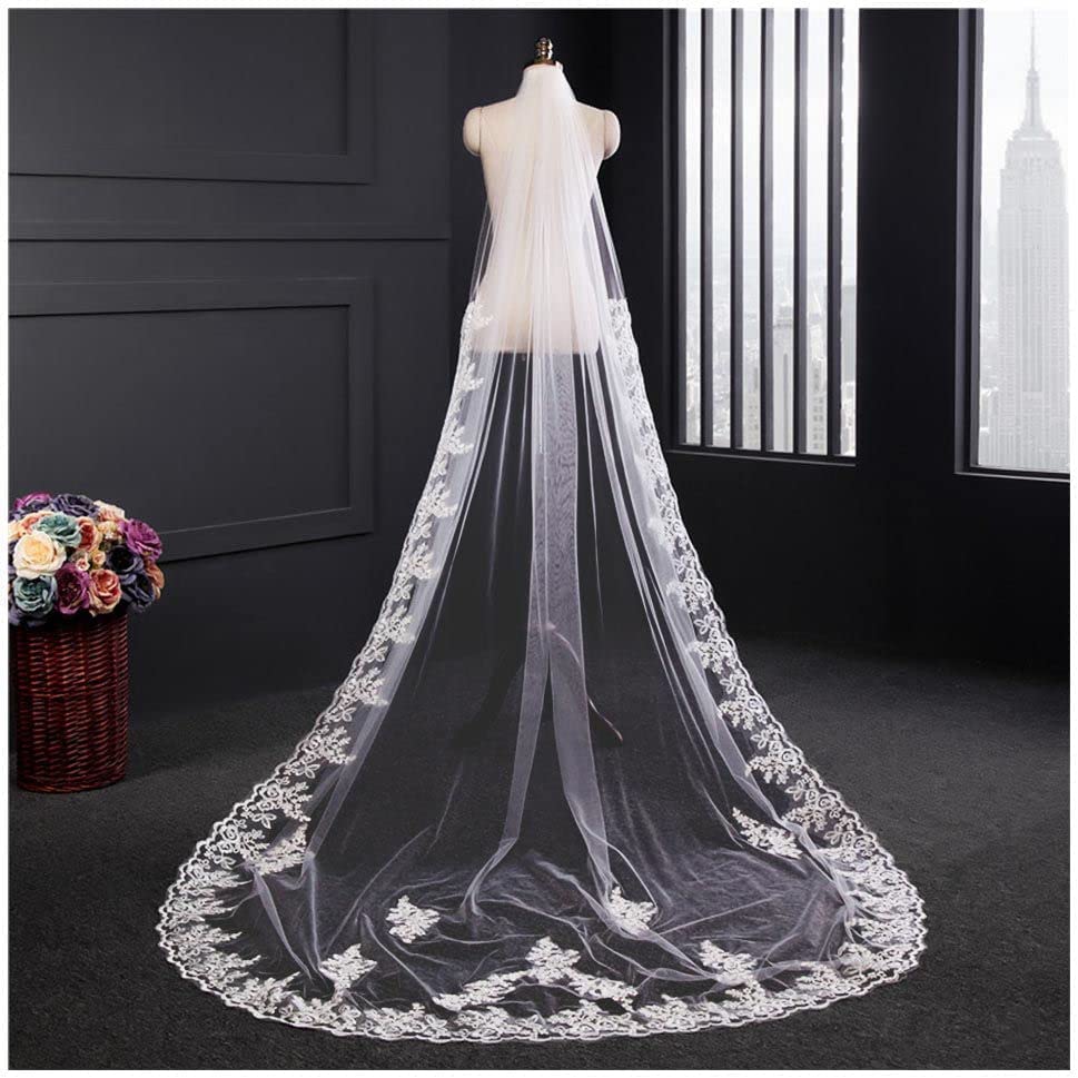 Velo de novia largo con peine anticaída para vestidos de fiesta