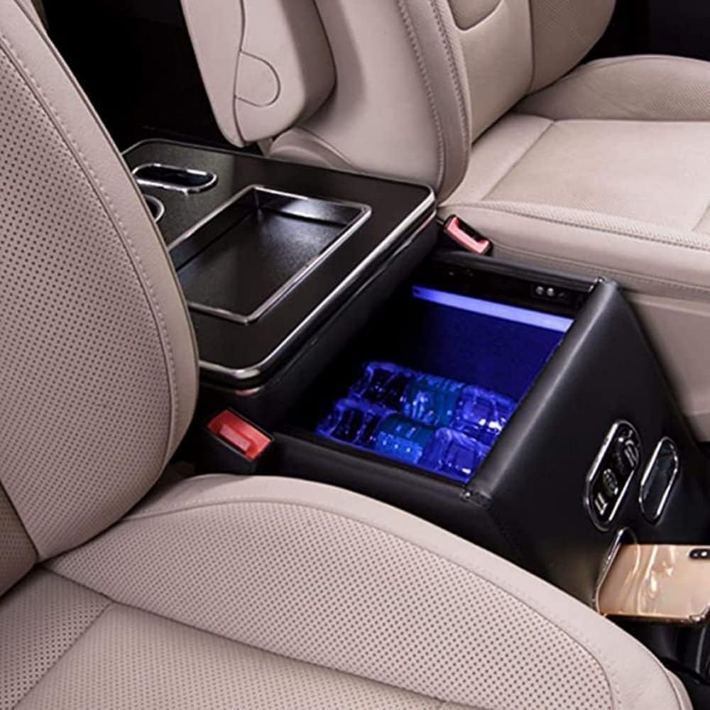 Caja de almacenamiento para reposabrazos con cargador USB e iluminación LED para organización de consola de coche
