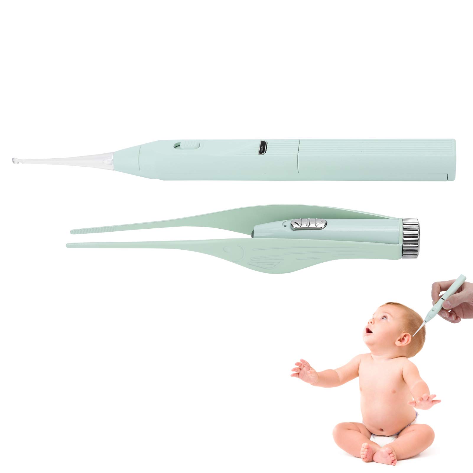 Ear Curette Earpick Kit con torcia elettrica, pinzette luminose a LED per eliminare il cerume per la rimozione del cerume per bambini, adulti e anziani con scatola di immagazzinaggio