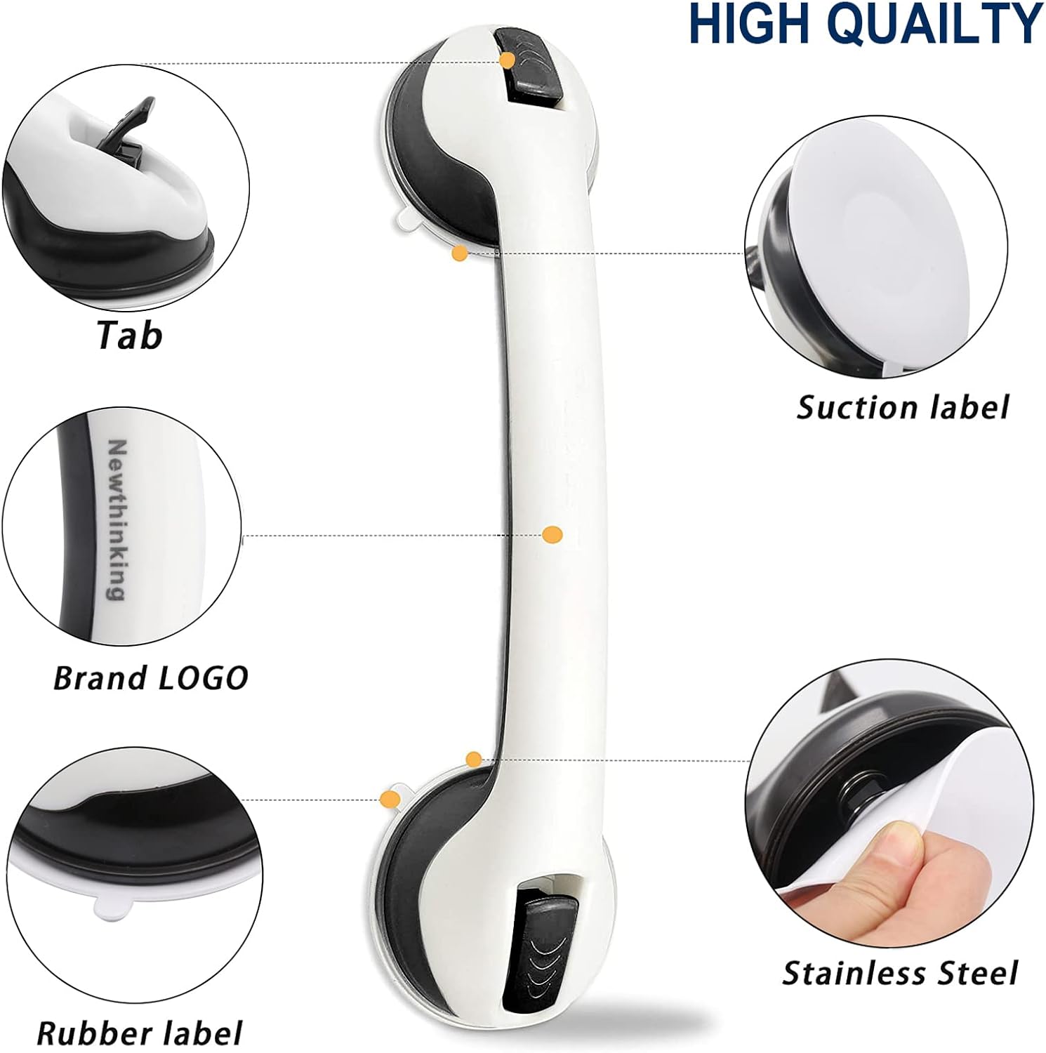 Newthinking Suction Bathroom Grab Rails, Hand Rail for Elderly