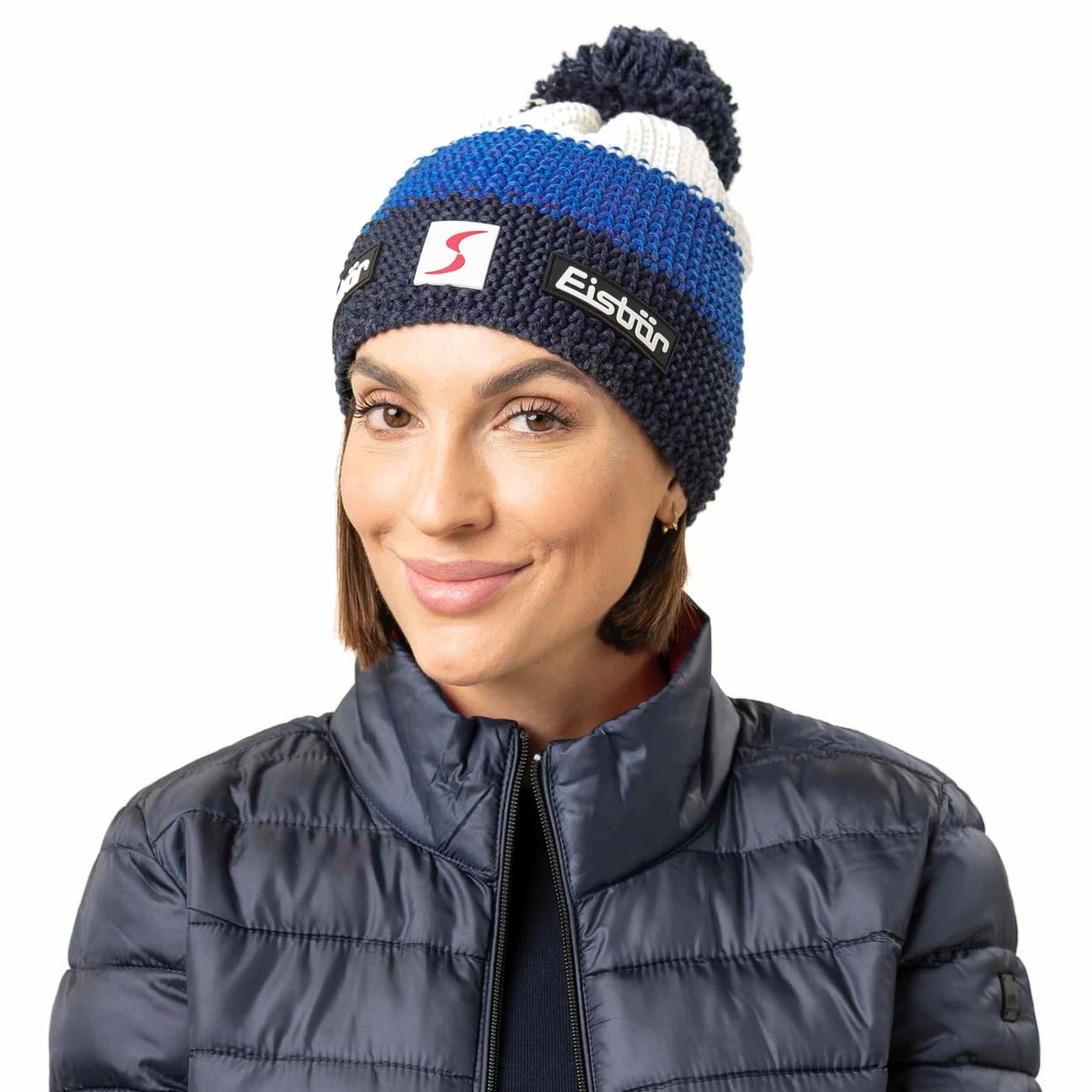 Eisbär Beanie con Pompón Star Mujer/Hombre - Made in The EU Gorro de Punto Forro, Forro otoño/Invierno Invierno