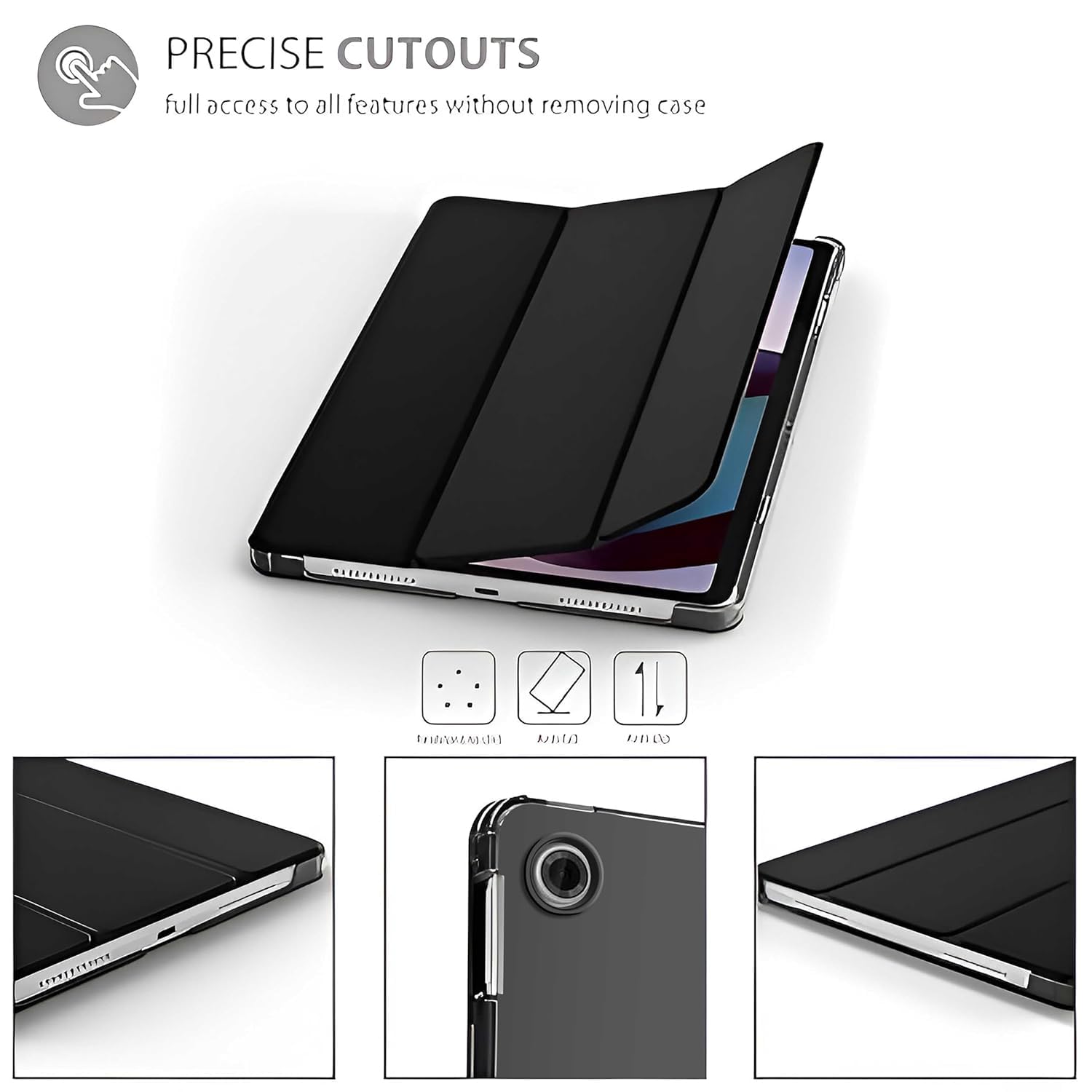 ProElite Case Cover for Lenovo Tab 10.1 inch 2025 Case, Smart Flip Case Cover for Lenovo Tab 10.1 inch 2025 Case Cover Translucent Back with Stylus Pen [Auto Sleep Wake Feature], Black — Amazon image 3