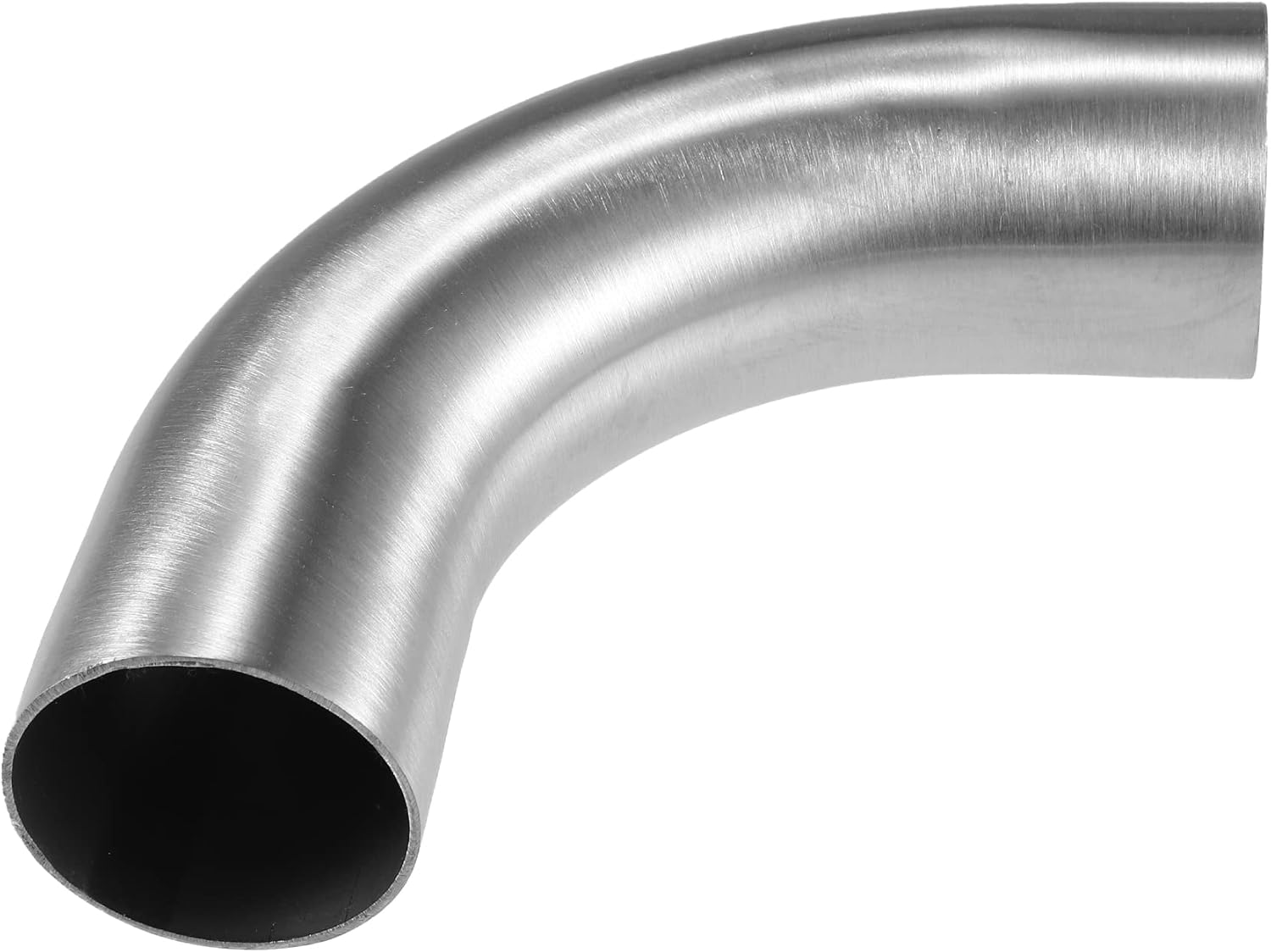 X AUTOHAUX 1 Pcs OD 2 Inch 90 Degree Mandrel Bend Elbow SS304 Stainless Steel Bend Tube Exhaust Elbow Pipe Silver Tone
