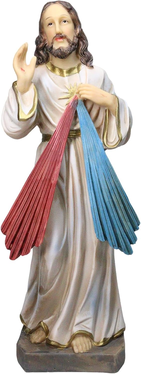 Ebros Gift 12" H Catholic Christian Divine Mercy of Jesus Christ Figurine Symbol of Blood & Water from His Holy Heart Atonement Forgiveness Mercy Compassion Love Sculpture