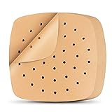 Air Fryer Liners, 200Pcs Square, 8.5 Inch Perforated Parchment Paper Sheets for Baking, HOFHTD Parchment Paper for Air Fryer and Bamboo Steaming Basket (Unbleached)