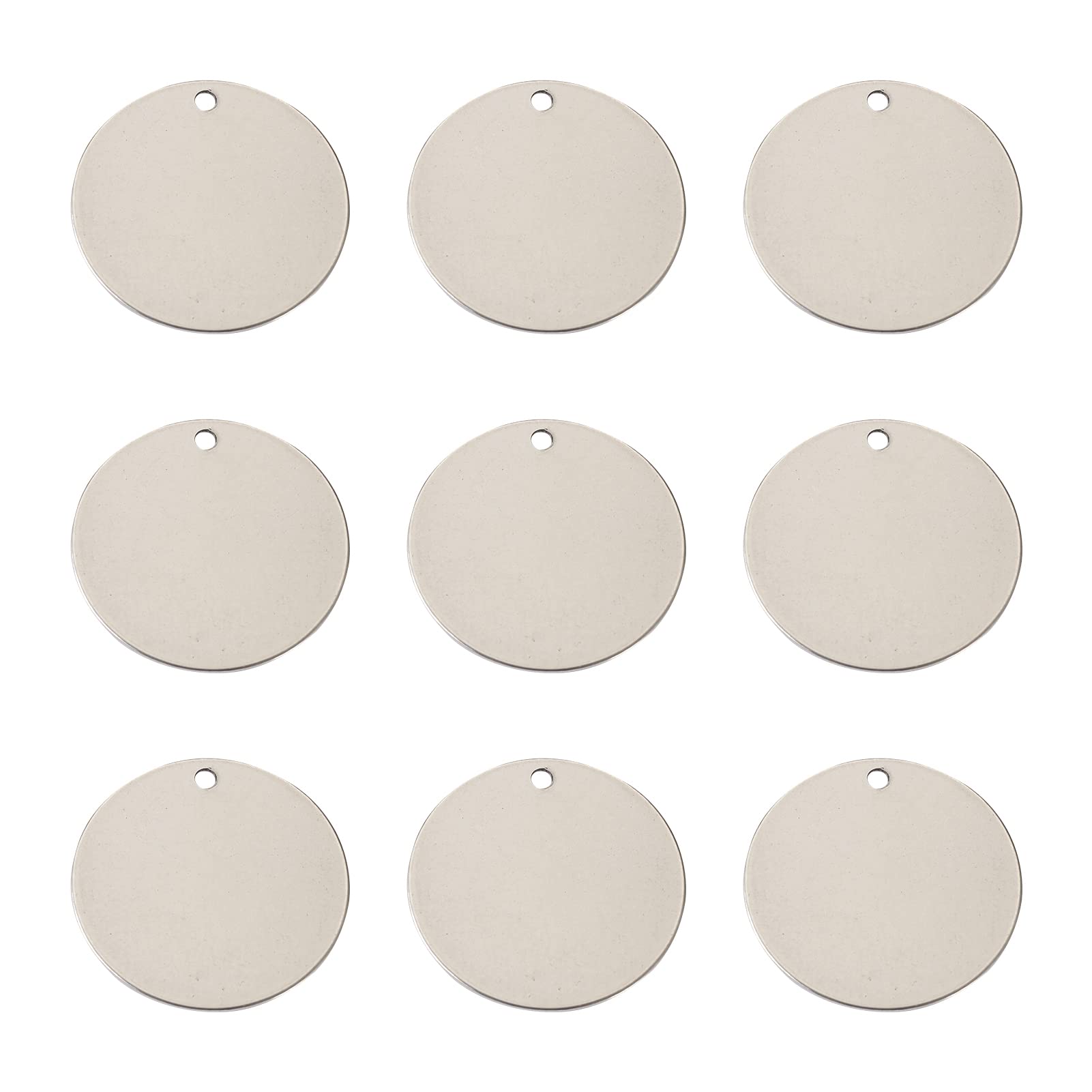 PandaHall 10pcs 304 Stainless Steel Blank Stamping Tag Pendants 20mm Flat Round Charm Pendants for DIY Jewelry Making