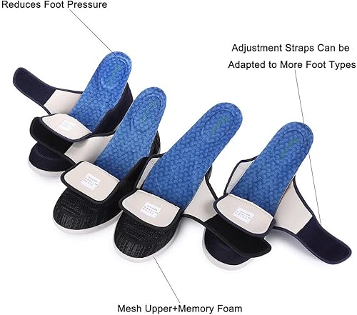 Miniatura 5 de Elitechoice Zapatos para diabéticos para hombres, zapatos para diabéticos de ancho ancho, cierre ajustable, ligeros, transpirables, pies hinchados,