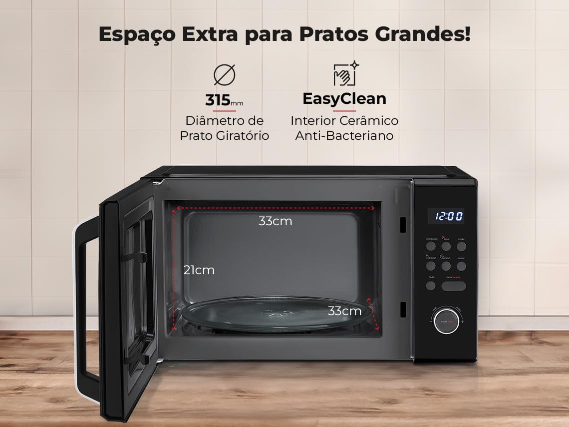 Micro-ondas 31L Digital Com Grill Preto 1871FL