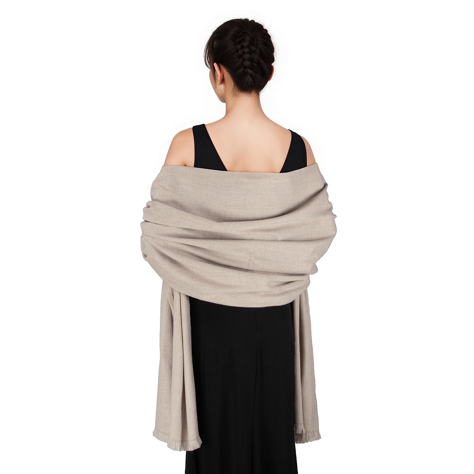 SWAT PANY Ladies Beige Scarf for Women Pashmina Shawls and Wraps for Wedding Evening Dress