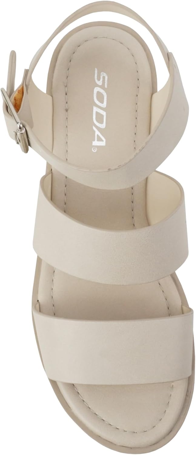 Soda ACCOUNT ~ Women Open Toe Two Bands Lug sole Fashion Block Heel Sandals with Adjustable Ankle Strap - Image 5