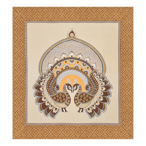 Image of Rajasthani Jaipuri Sanganeri Printed 144 TC 100% Cotton Bed Sheet Set for Double Bed,Double Peacock Pattern, Double Bedsheet Cotton with 2 Pillow Covers