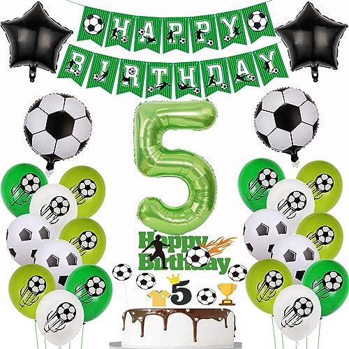 5 años Cumpleaños Fútbol Decoracion,Globo Fútbol 5 años Cumpleaños,Fútbol 5 años Cumpleaños Deco Verde,5 Año Globos Fútbol Deco,Fútbol Cake Topper 5 años Cumpleaños Niño