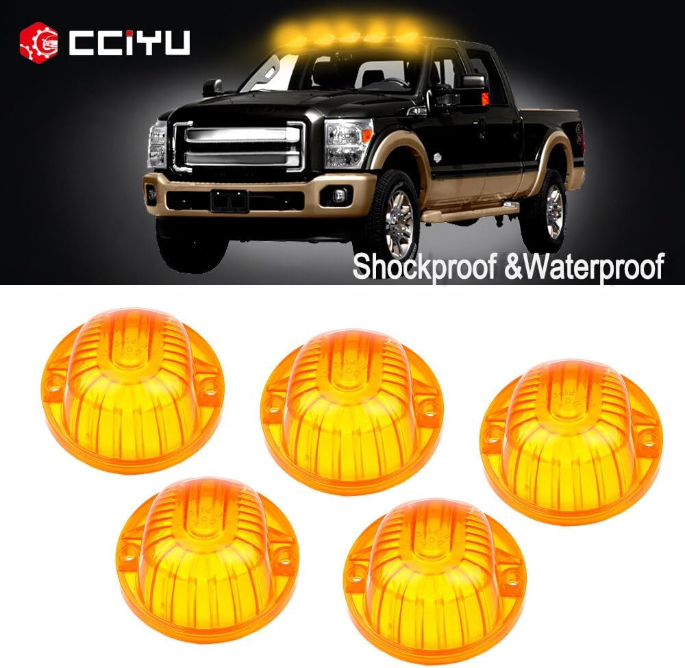 cciyu 5x AmberLen Round-Shape Cab Marker Cover Lens Wiring Pack For Chevy C10 1977-1986 For Chevy C10 Pickup 1973-1974 For Chevy C10 Suburban 1973-1986 For Chevy C20 1977-1986 For Chevy C20 Pickup