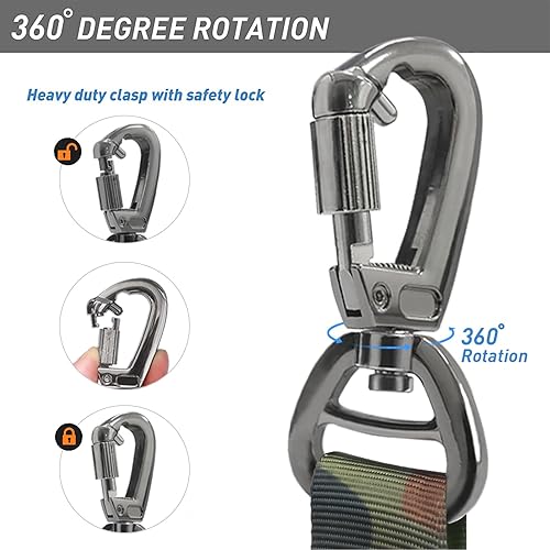 Miniatura 8 de Hotsky Correa táctica para perro resistente para perros medianos y grandes que tiran, 4-6 pies, correa militar fuerte que absorbe los golpes, con