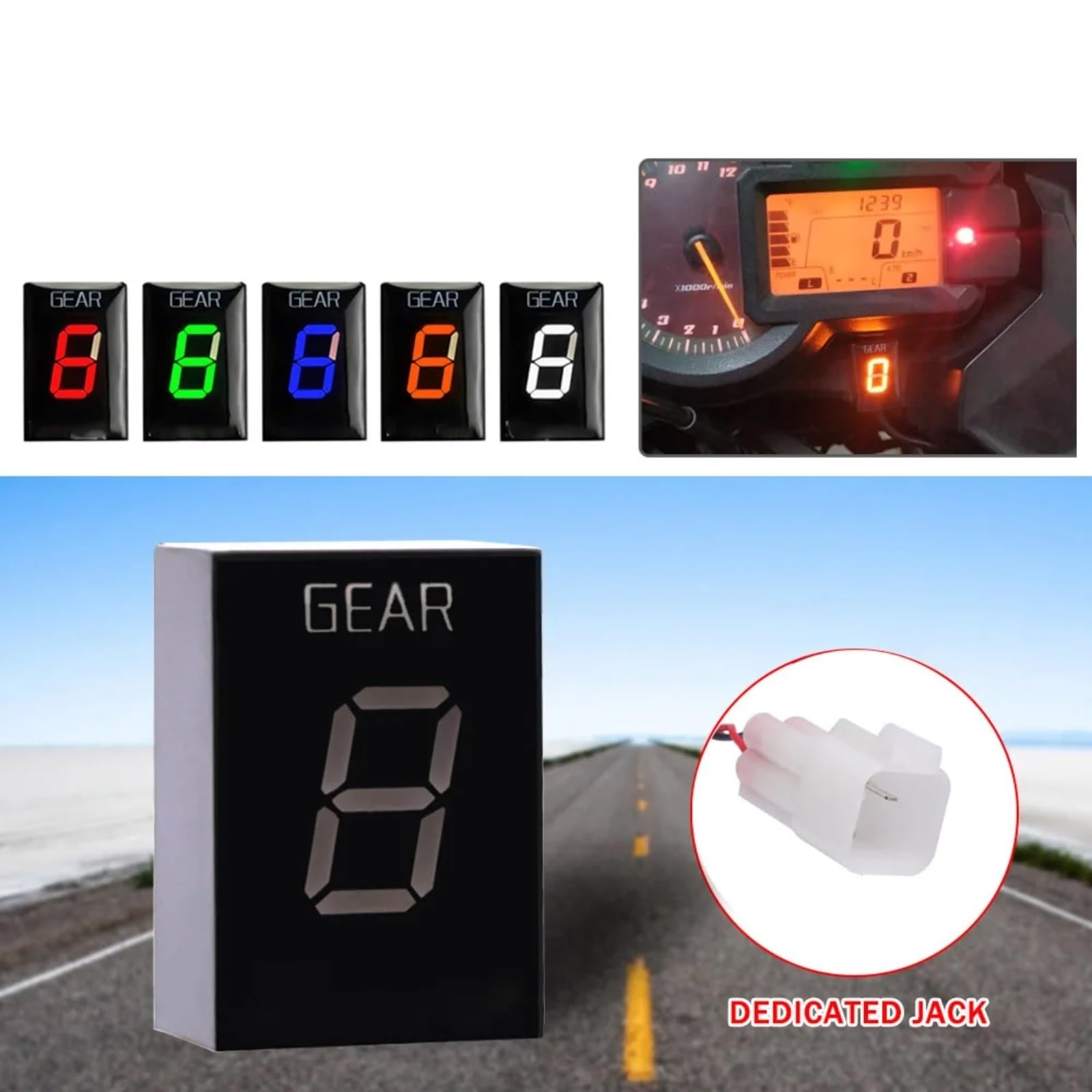 Pantalla Marcha Moto Compatible Con ZX6RR Para Z1000 2003-2006 Para Z750 2004-2006 Para ZX6R 2003-2008 Indicador De Marcha 1-6 Para Motocicleta Pantalla De Marcha Medidor Digital