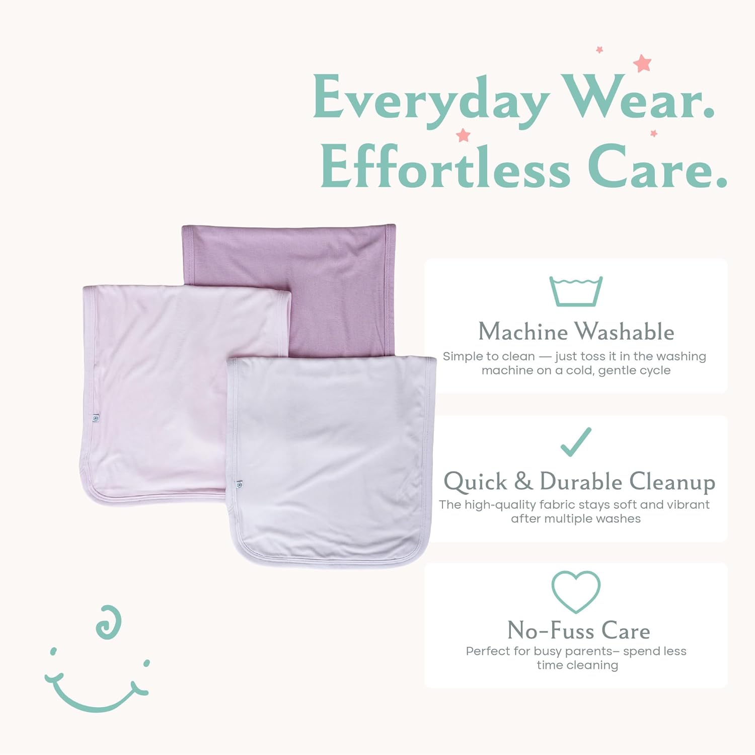 Caden Lane Premium Baby Burp Cloths, Ultra Soft & Absorbent, Gender Neutral for Newborn, Boy & Girl, Essentials for Feeding & Teething, Machine Washable, 3-Pack, Purples