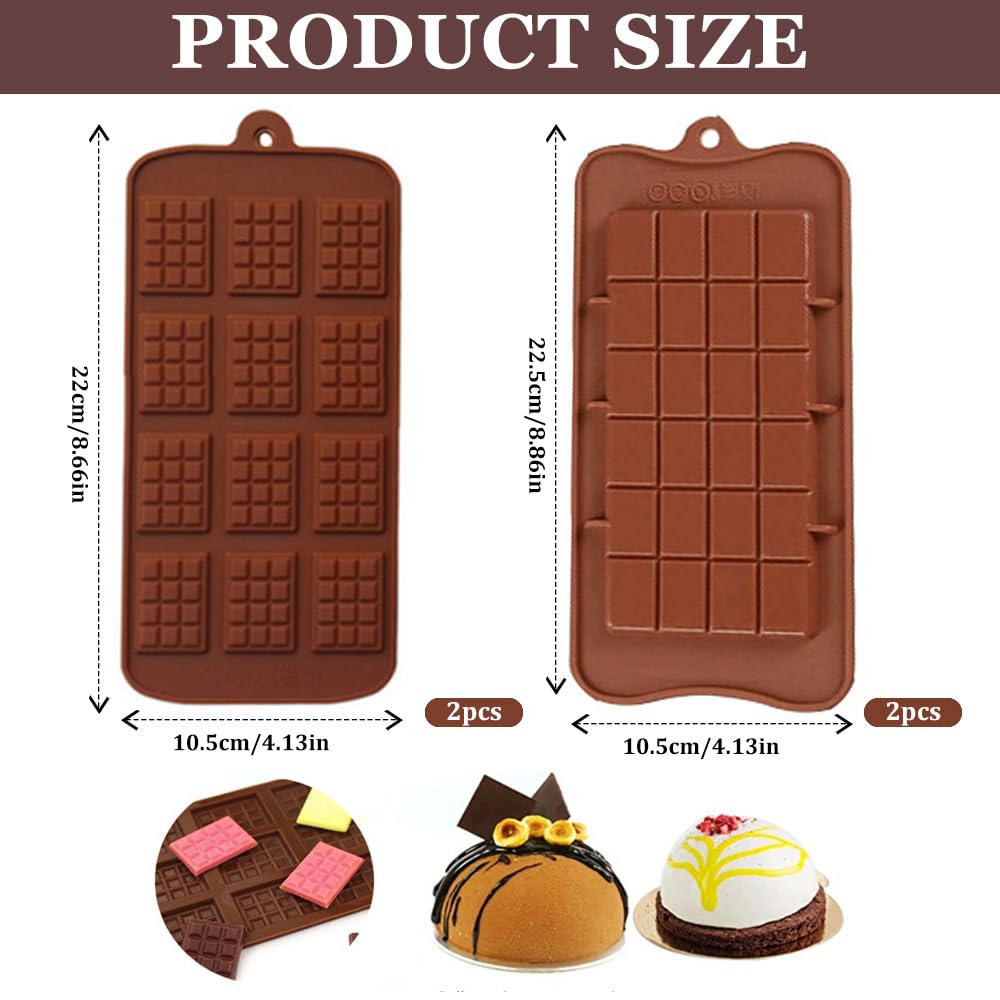 YAANBUNB 4 Pz Stampi in Silicone per Cioccolatini Stampo Tavoletta Cioccolato Antiaderenti Stampi per Barrette di Cioccolato Senza BPA per Cioccolato Fatto a Mano, Dolci e Caramelle, Fai-da-te