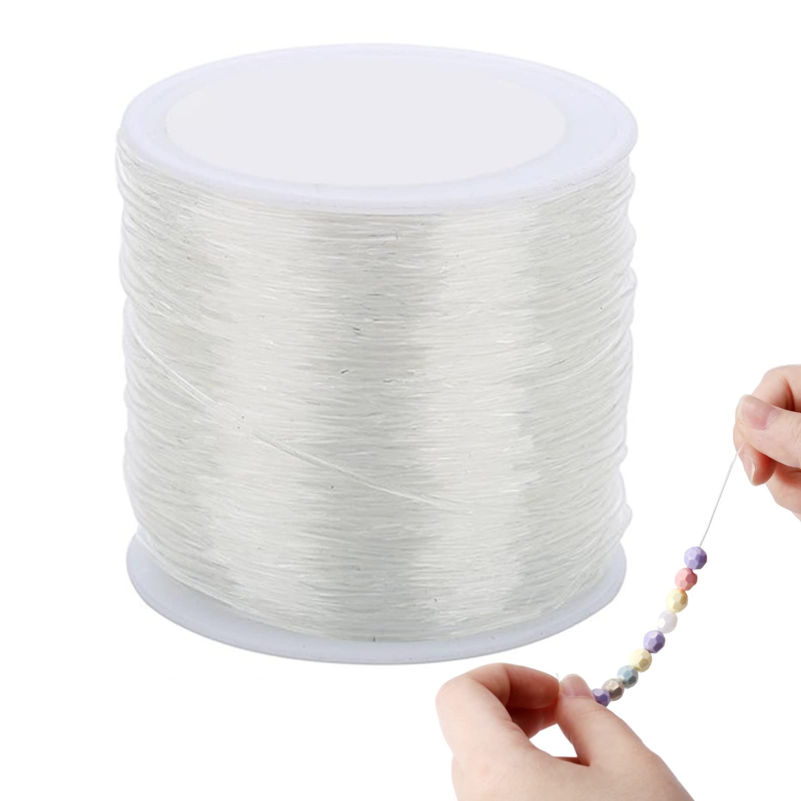 SHIYUAN100m Crystal String Stretch, 0.8mm Ultra-Fine Transparent Elastic String, Easy to Knot Multifunctional String, Suitable for DIY Handmade, Jewelry Bracelet Making