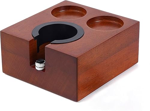 IKAPE Estación de manipulación de espresso, 2.008 in, 2.126 in, base de soporte de madera para café expreso, soporte para accesorios de espresso de