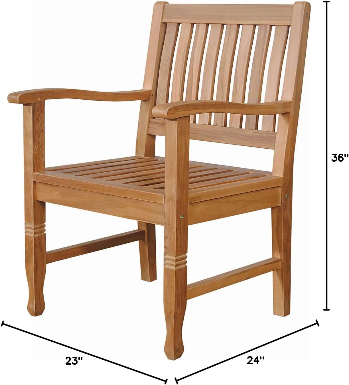 Anderson Teak CHD-2029 Rockford Dining Armchair Teak Patio Chair, Natural