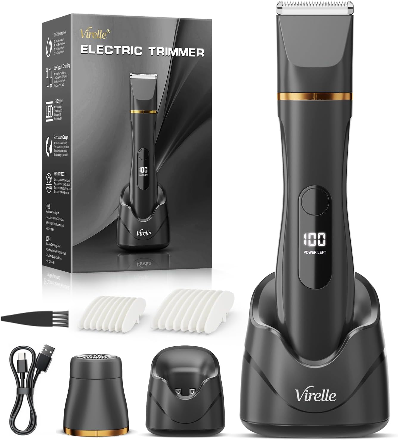 Afeitadora Electrica Mujer IPX7 Impermeable – Rasuradora Mujer Zona Intima (Cara, Braces y Cuerpo), Maquinilla Afeitar con 4 Peines de Precisión, Pantalla LED, Recarga USB, Regalos Aniversario