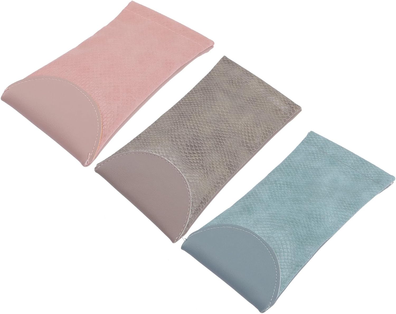 3 Pcs PU Leather Sunglasses Case Portable Eyeglasses Pouches with Automatic Closure Scratch-resistant Bags for Glasses Jewelry and Small Accessories Chic Color Options