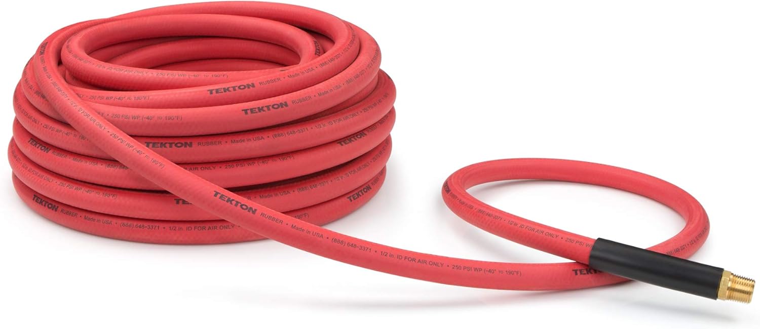 TEKTON 1/2 Inch I.D. x 50 Foot Rubber Air Hose (250 PSI) 46367