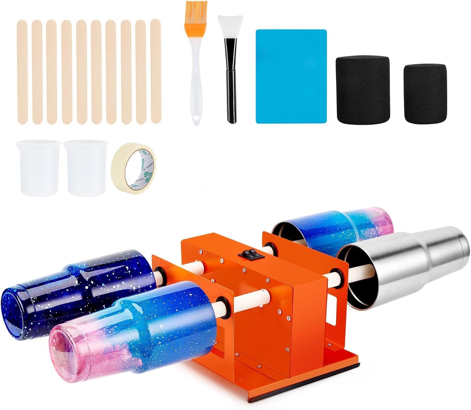 Cup Turner Tumbler Kit - Turner a doppio interruttore per la creazione di tazze fai da te, set completo di accessori, schiuma regolabile, silenzioso ed efficiente