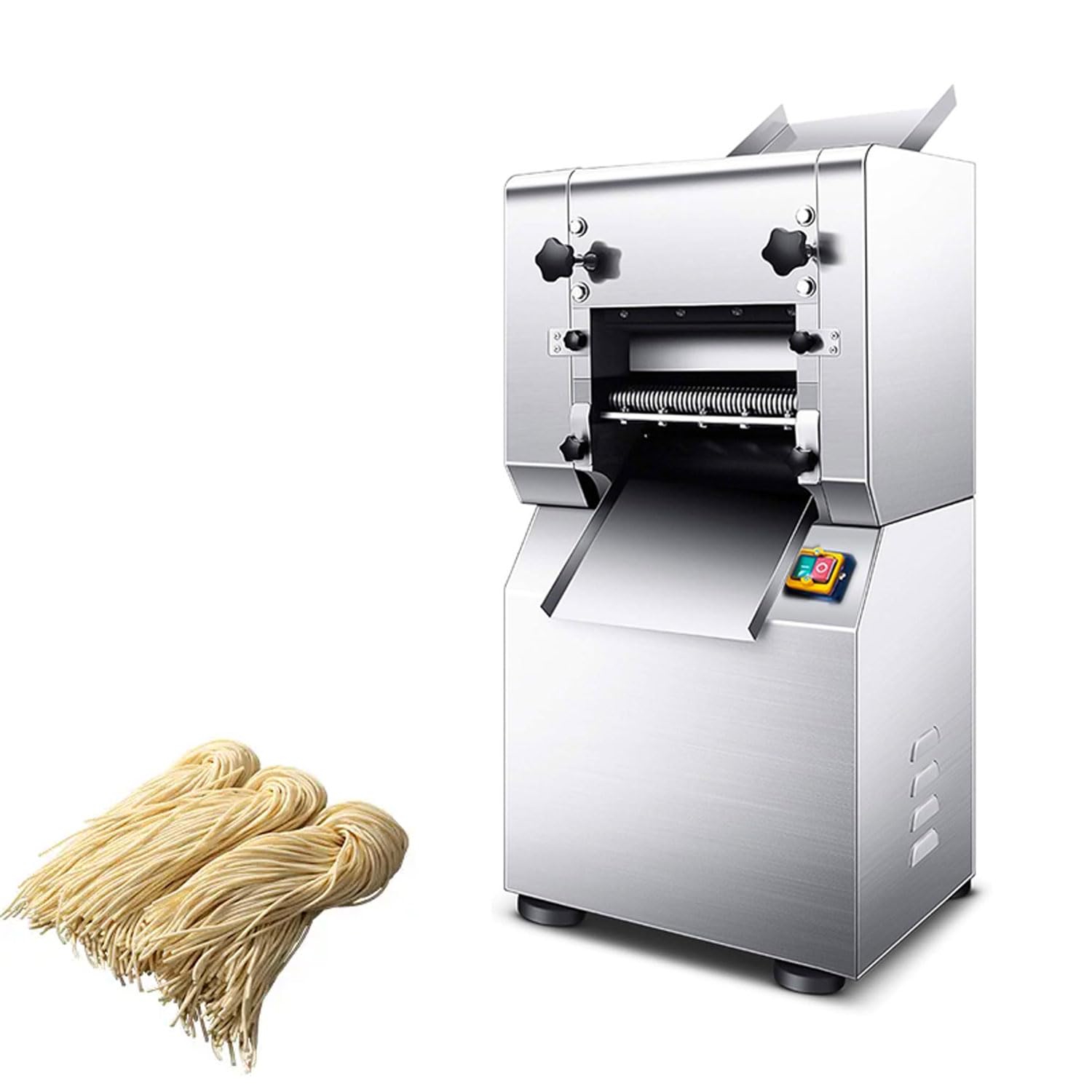 Fabricante De Fideos Comercial De 2200 W, Máquina De Pasta De Acero Inoxidable De 30 Kg/h Con Cuchillo De Molde De 1.5 Mm/2 Mm/3 Mm, Espesor Ajustable De 1-10 Mm, Personalizable, Para Restaurante