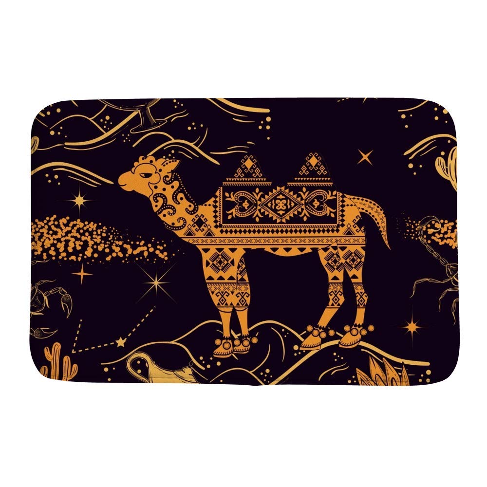 Tapis de bain de prestige style bohème camel et violet en velours