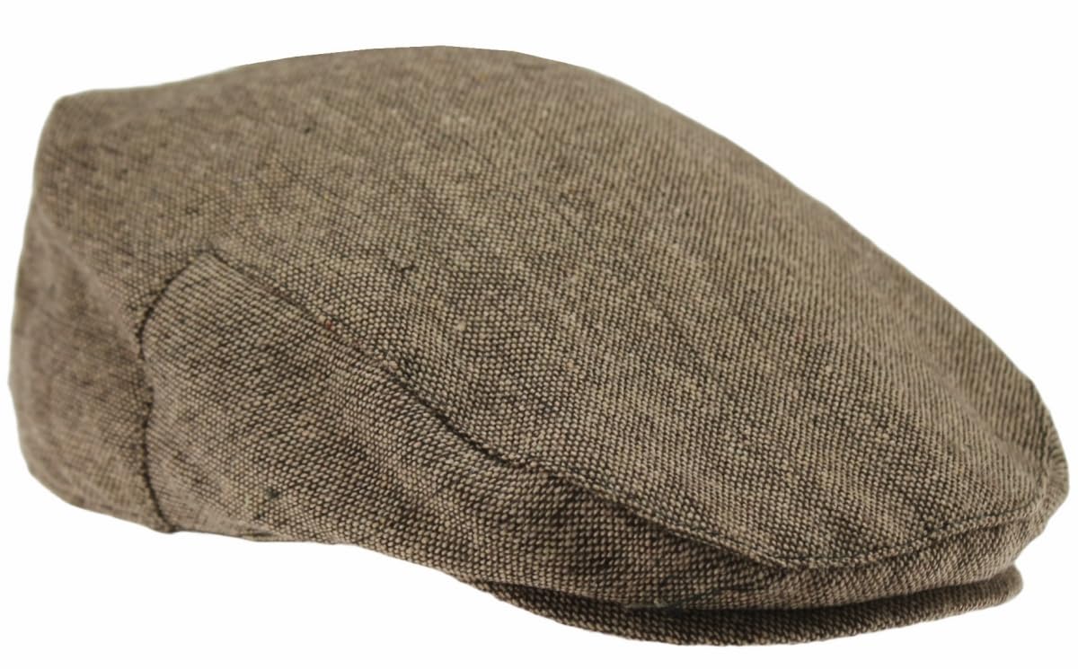Tom Franks Mens Wool Blend Flat Cap in Brown, Size: Medium-Large
