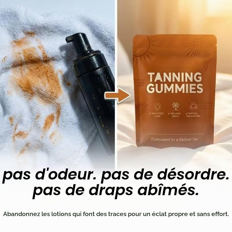 Gummies bronzantes - Peau saine et radieuse, soutien à la vitalité et hydratation pour un éclat naturel, bronzant - sans OGM - végétalien et sans sucre