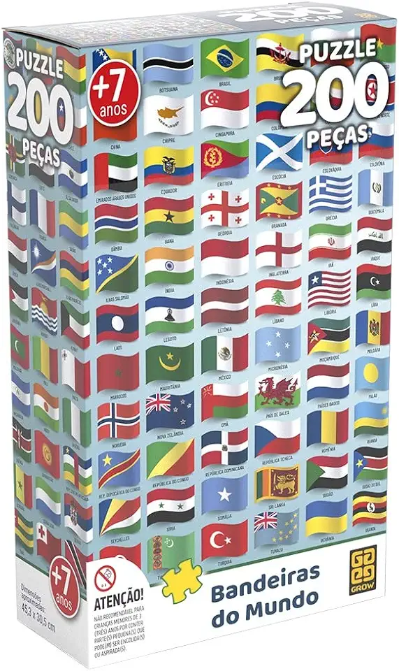 Quebra-Cabeça P200 Bandeiras do Mundo, Grow, Multicor