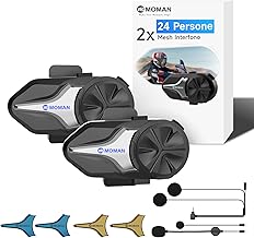 Moman CPX Mesh Motorcycle Intercom – 24 People Two Modes, Motorcycle Helmet Headset 2000M Communication System, Audio Multitasking BT 5.4 Quad Noise Reduction AI Hi-Fi Stereo/Waterproof, Double