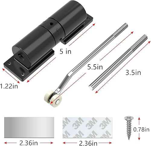 Miniatura 3 de Cierrapuertas automático, silencioso y seguro, cierrapuertas de tensión ajustable para el hogar y resorte de puerta de fácil instalación para cierre