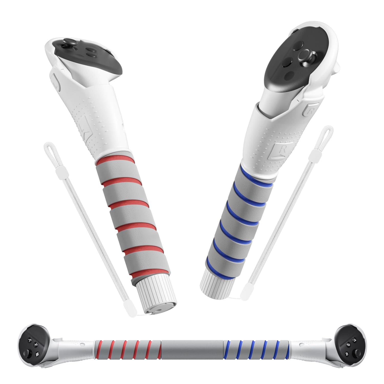 2 in 1 Long Arms & Handle Attachments Compatible with Oculus Quest 3/3S Hand Controllers, VR Gorilla Tag Long Arms/Stick Extension Grips for Meta Quest 3/3S Accessories for Beat Saber Golf Club Game-image-46