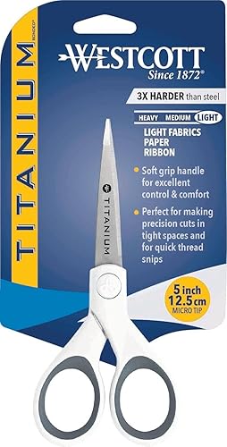 Miniatura 12 de Westcott 8" Bent Craft Scissors with Titanium-Bonded Blades for Heavy-Duty Use (White or Blue, Colors May Vary)