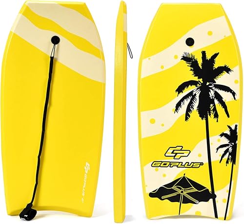 Vista 23 de Goplus Tabla de cuerpo ligera de 41/37/33 pulgadas para playa, tabla de surf con núcleo EPS, cubierta XPE, parte inferior lisa de HDPE, correa