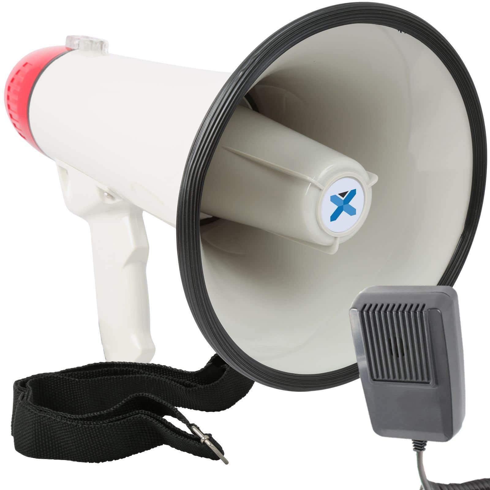 VONYX MEG040 Mégaphone Transportable 40 Watts, Idéal Manifestations et Matchs Sportifs - Portée Jusqu'à 1 km, Micro Main, Fonctions Enregistrements et Sirène, Bandoulière