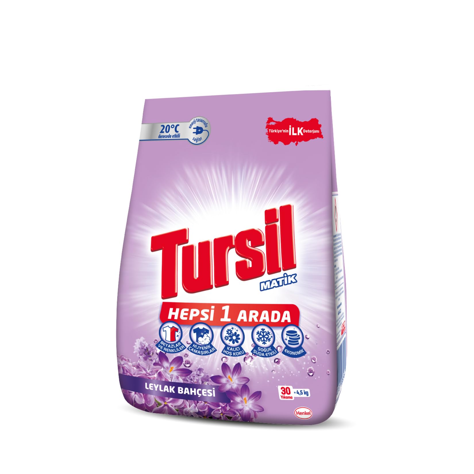 Tursil Matik Toz Çamaşır Deterjanı Oxi Enerji Leylak Bahçesi 4,5 kg 30 Yıkama , Leylak Bahçesi 4.5kg