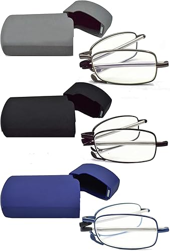 Miniatura 1 de sevenplus Paquete de 2 lentes de lectura con bloqueo de luz azul, antirreflejos UV, plegables, bisagra de resorte para computadora para mujeres y
