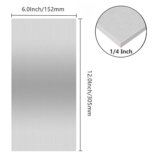 Miniatura 58 de Hoja de aluminio 6061-T651 de 6 x 12 x 1 pulgada (1.000 in) Placa de aluminio plana lisa gruesa con película protectora, grado industrial