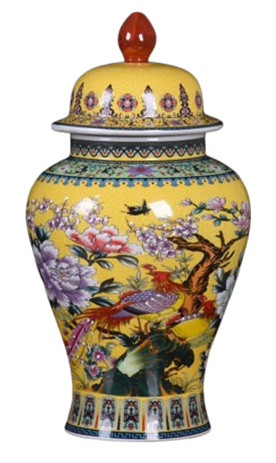 Vaso decorativo in smalto con coperchio, vaso ceramica porcellana vintage