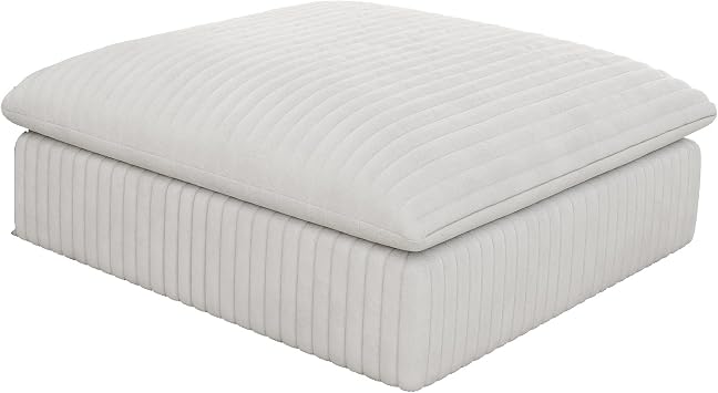 Cloud Corduroy Ottoman, White Modular Ottoman of The Sectional Couch, Minimalist and Comfy Sectional Couches for Living Rooms, Washable Covers, Down Filled Cushions