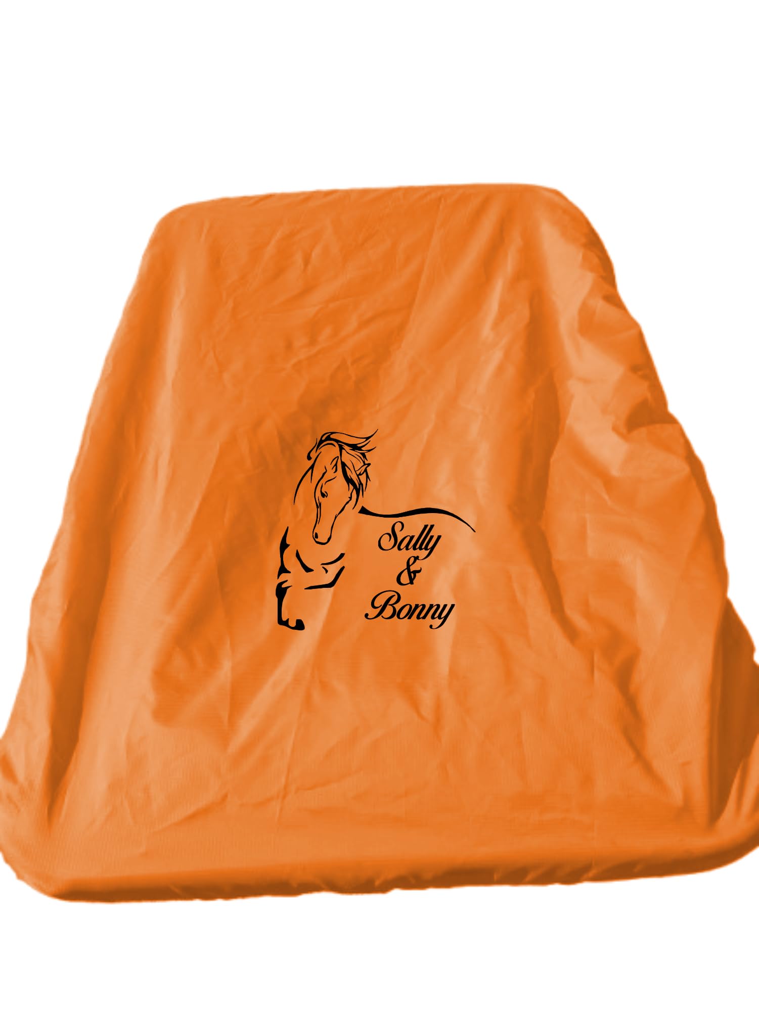 Personalized Horse Wheelbarrow Cover, Water Resistant Vinyl, Multiple Colors Available, Equestrian Equipment Protection (Black Vinyl, Orange, Large)
